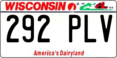 WI license plate 292PLV