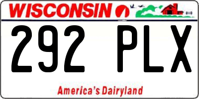 WI license plate 292PLX