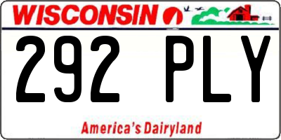 WI license plate 292PLY