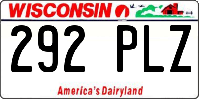 WI license plate 292PLZ