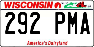 WI license plate 292PMA