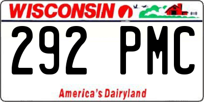 WI license plate 292PMC