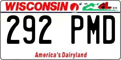 WI license plate 292PMD