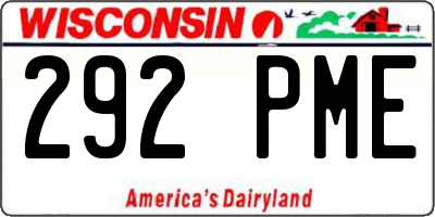 WI license plate 292PME