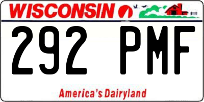 WI license plate 292PMF