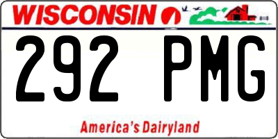 WI license plate 292PMG