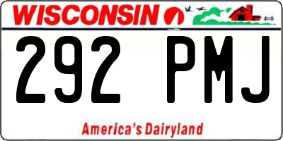WI license plate 292PMJ