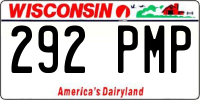 WI license plate 292PMP