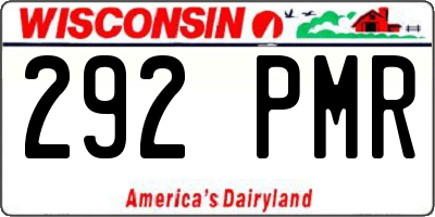 WI license plate 292PMR