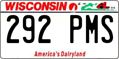 WI license plate 292PMS