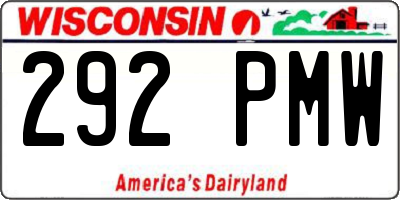 WI license plate 292PMW