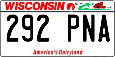 WI license plate 292PNA