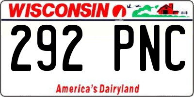 WI license plate 292PNC