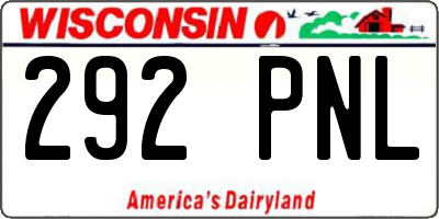 WI license plate 292PNL