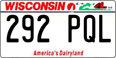 WI license plate 292PQL