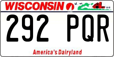 WI license plate 292PQR