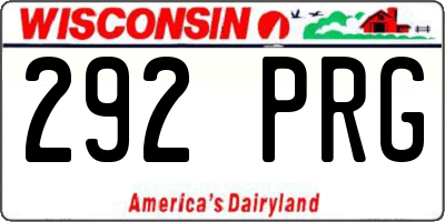 WI license plate 292PRG