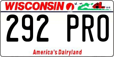 WI license plate 292PRO