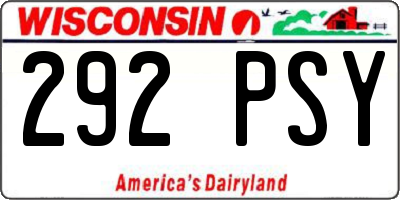 WI license plate 292PSY
