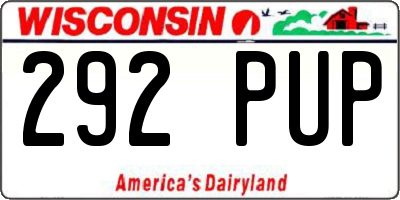WI license plate 292PUP