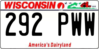 WI license plate 292PWW