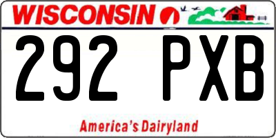 WI license plate 292PXB