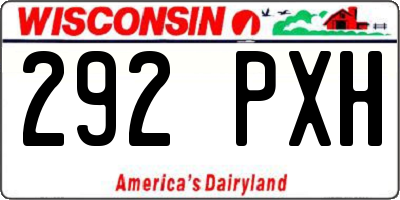 WI license plate 292PXH