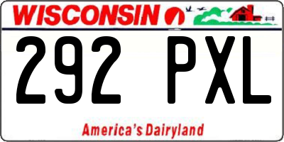 WI license plate 292PXL