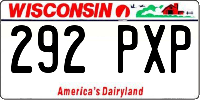 WI license plate 292PXP