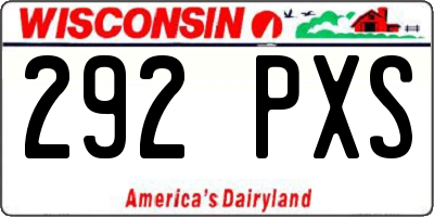 WI license plate 292PXS