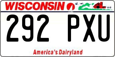 WI license plate 292PXU