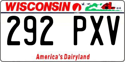 WI license plate 292PXV
