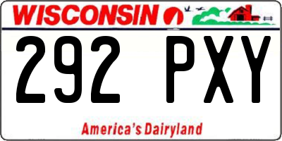 WI license plate 292PXY