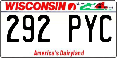 WI license plate 292PYC