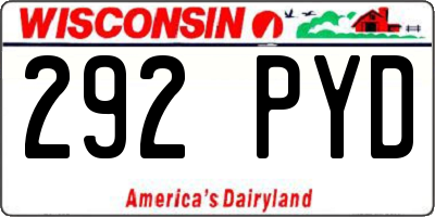 WI license plate 292PYD