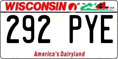 WI license plate 292PYE