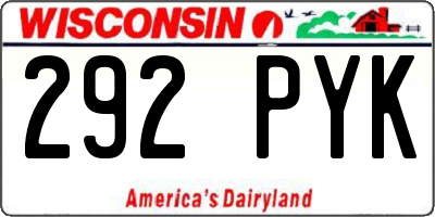 WI license plate 292PYK