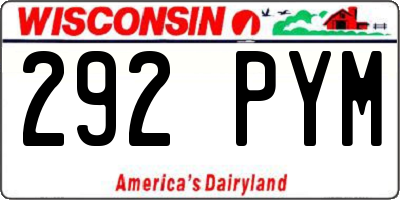 WI license plate 292PYM