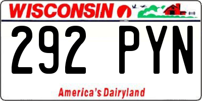 WI license plate 292PYN