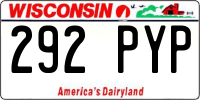 WI license plate 292PYP