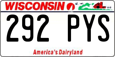 WI license plate 292PYS