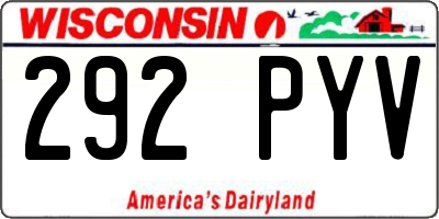 WI license plate 292PYV
