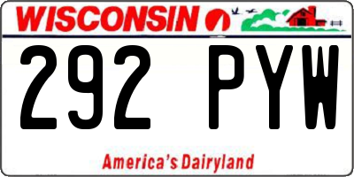 WI license plate 292PYW