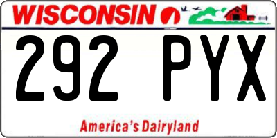 WI license plate 292PYX