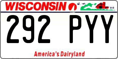 WI license plate 292PYY