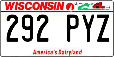 WI license plate 292PYZ
