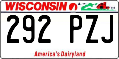 WI license plate 292PZJ