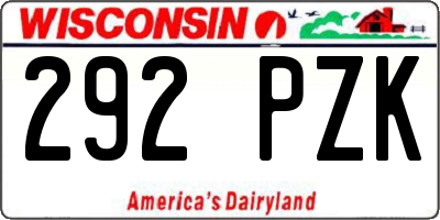 WI license plate 292PZK