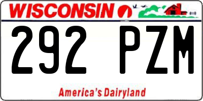 WI license plate 292PZM