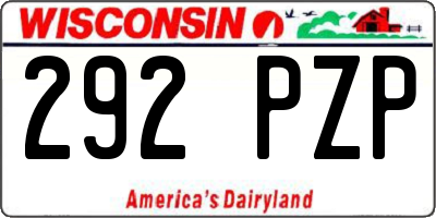 WI license plate 292PZP